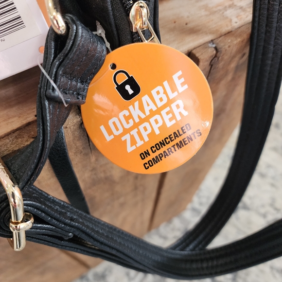 BULLDOG Concealed Carry Black Leather Cross Body or Shoulder Purse - Picture 7 of 7